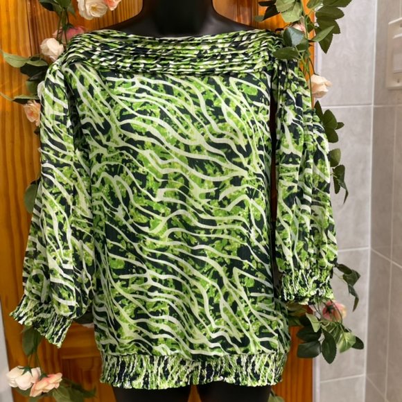BCBGMaxAzria- Chiffon Blouse Green - Picture 6 of 8